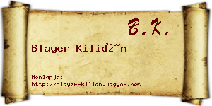 Blayer Kilián névjegykártya